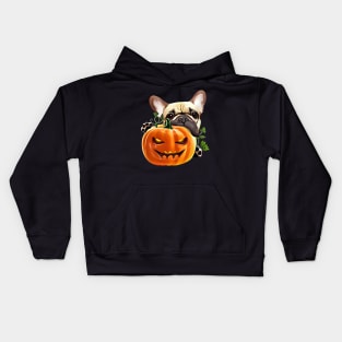 French bulldog and pumpkin, pumpkin,pumpkins,halloween,fall,spooky Kids Hoodie